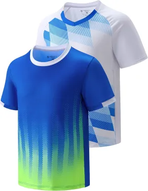 2 Pack Boys' Soccer Jerseys, Dry Fit Athletic Short Sleeve T-Shirts for Youth Kids, Performance Tops Activewear