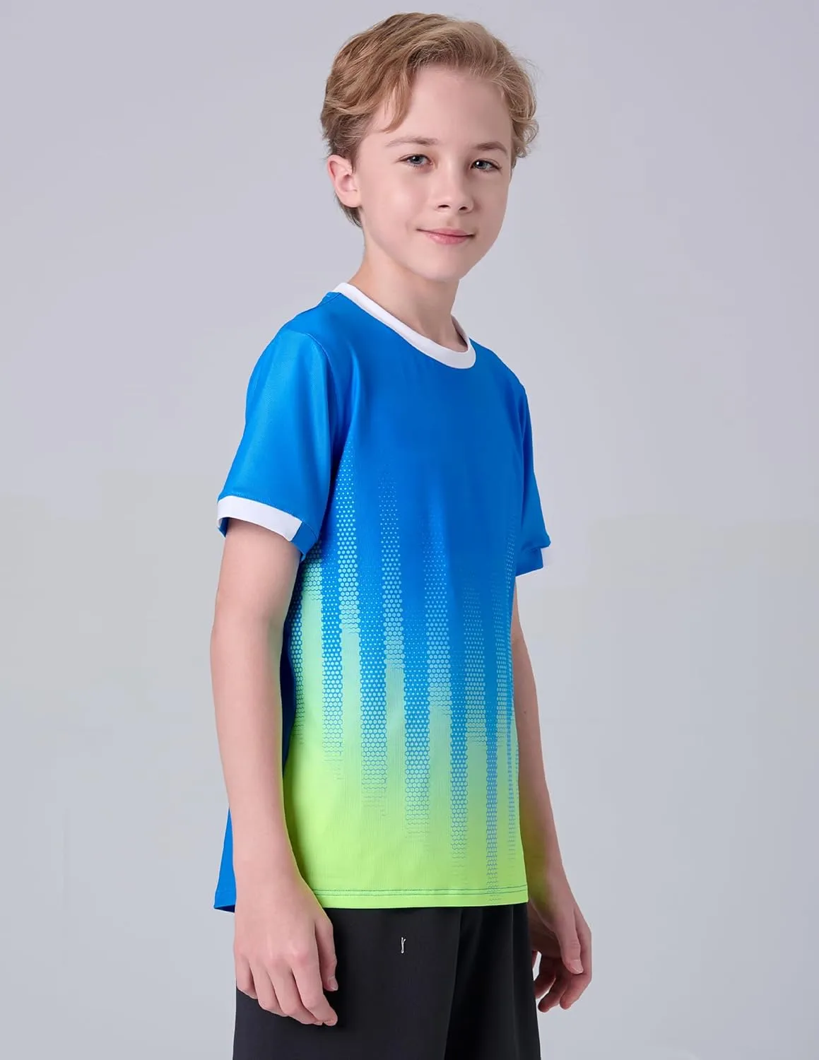 2 Pack Boys' Soccer Jerseys, Dry Fit Athletic Short Sleeve T-Shirts for Youth Kids, Performance Tops Activewear