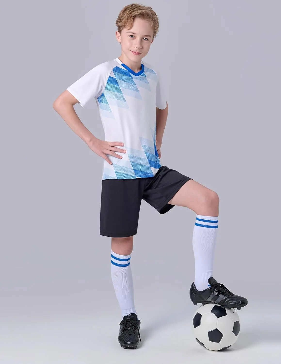 2 Pack Boys' Soccer Jerseys, Dry Fit Athletic Short Sleeve T-Shirts for Youth Kids, Performance Tops Activewear