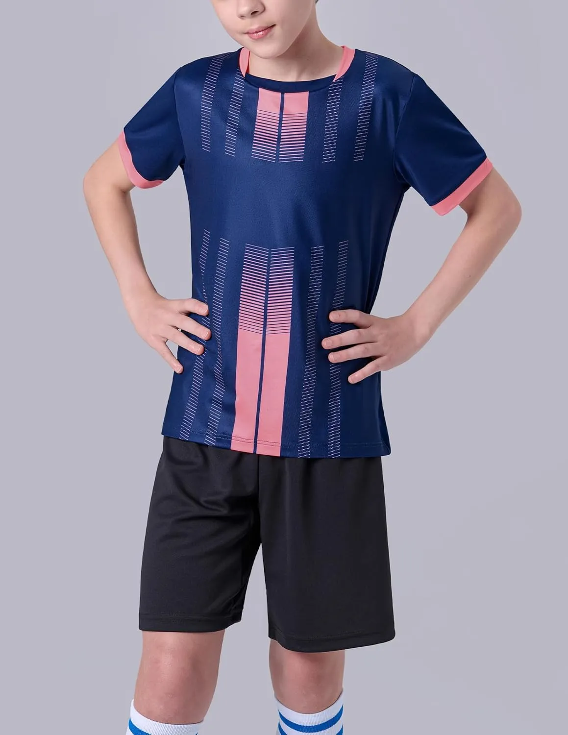 2 Pack Boys' Soccer Jerseys, Dry Fit Athletic Short Sleeve T-Shirts for Youth Kids, Performance Tops Activewear