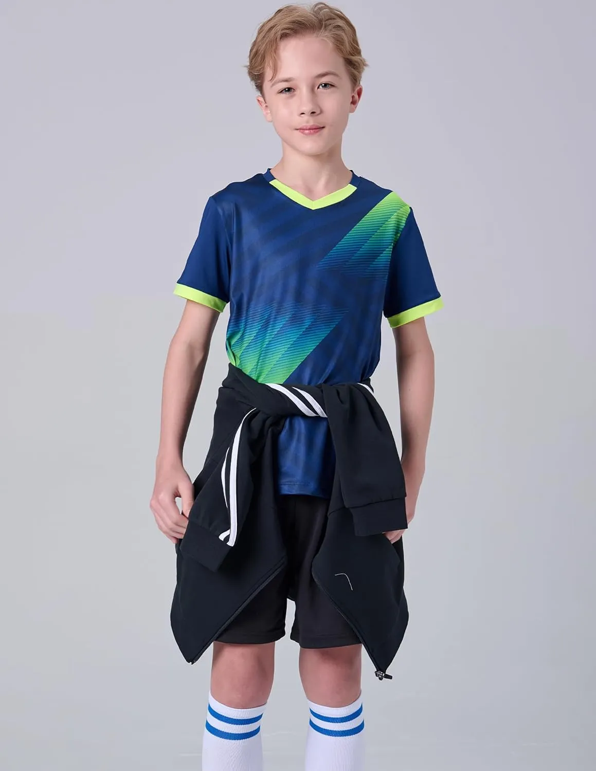 2 Pack Boys' Soccer Jerseys, Dry Fit Athletic Short Sleeve T-Shirts for Youth Kids, Performance Tops Activewear