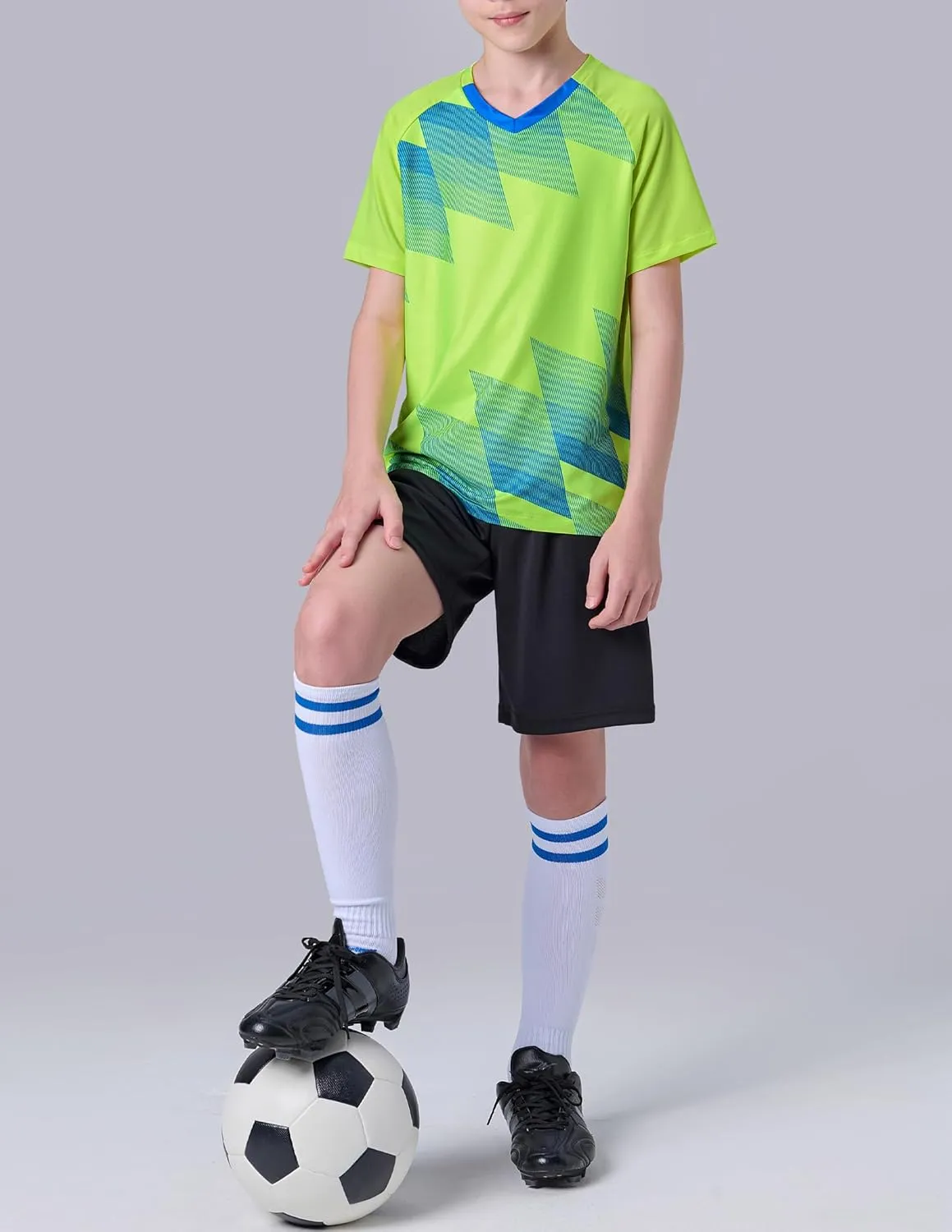 2 Pack Boys' Soccer Jerseys, Dry Fit Athletic Short Sleeve T-Shirts for Youth Kids, Performance Tops Activewear