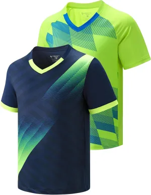 2 Pack Boys' Soccer Jerseys, Dry Fit Athletic Short Sleeve T-Shirts for Youth Kids, Performance Tops Activewear