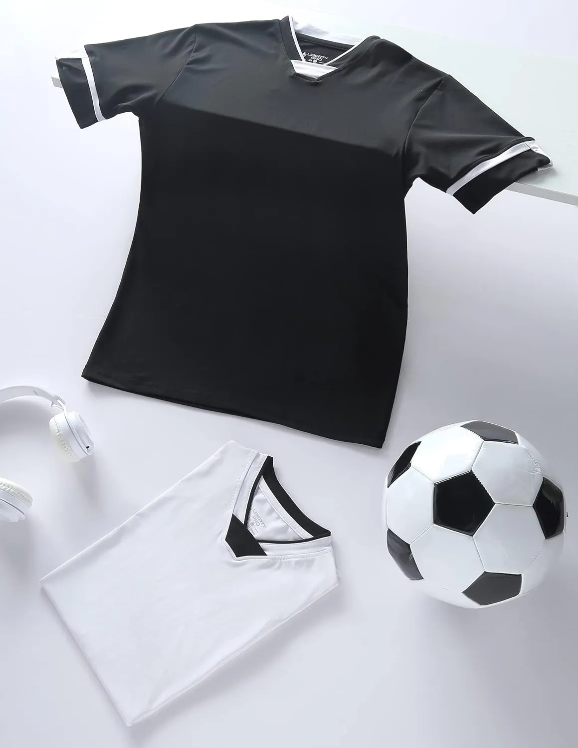 2 Pack Boys' Soccer Jerseys, Dry Fit Athletic Short Sleeve T-Shirts for Youth Kids, Performance Tops Activewear