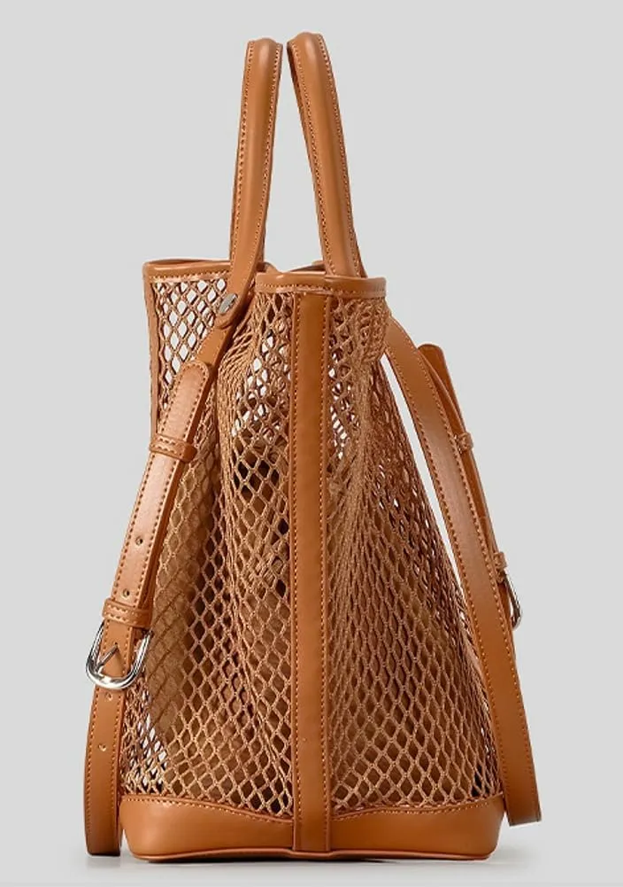 2 Pcs Bohemia Mesh Beach Bucket Bag Women Macrame Underarm Shoulder Tote Bags Crossbody Purse Hobo Bags Summer Handbag