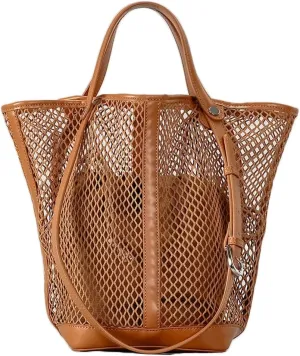2 Pcs Bohemia Mesh Beach Bucket Bag Women Macrame Underarm Shoulder Tote Bags Crossbody Purse Hobo Bags Summer Handbag