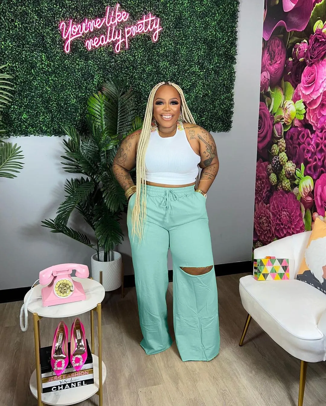 2 Piece Outfits for Women Pure Color Sleeveless Ribbed Knit Tank Top Ripped Wide Legs Long Pants Tracksuit Sport Set