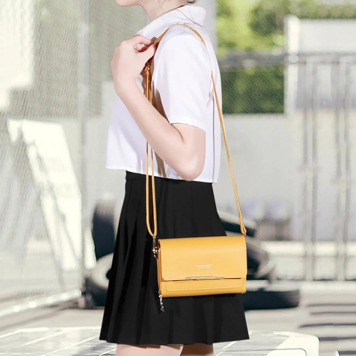 2Pc Women's Wallet Crossbody Phone Bag Shoulder Bag Clutch Purse Bag PU Wallet for Party Wedding Travelling Handbag