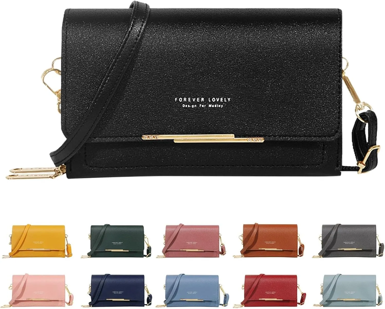 2Pc Women's Wallet Crossbody Phone Bag Shoulder Bag Clutch Purse Bag PU Wallet for Party Wedding Travelling Handbag