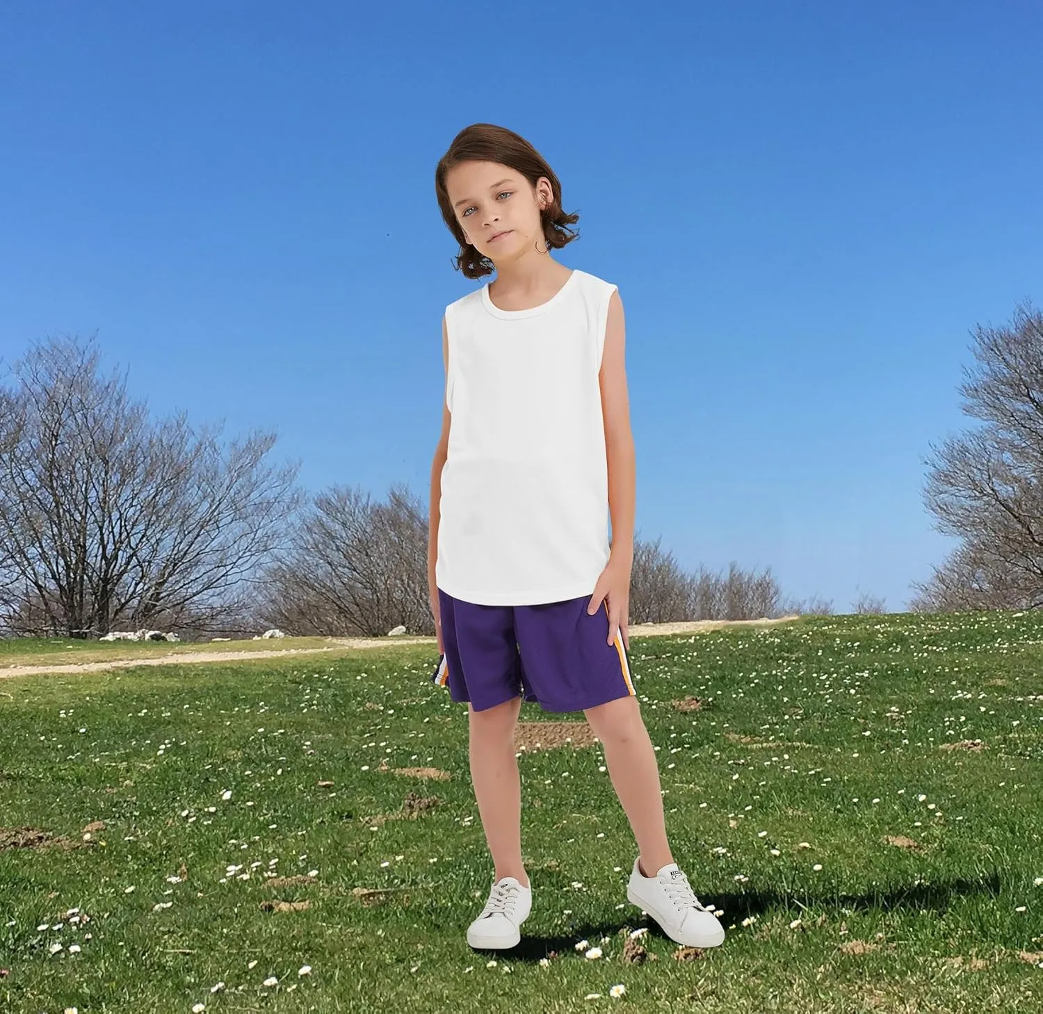 4 Pack Boys/Kids/Teens Quick Dry Tank Tops Mesh Moisture Wicking Athletic Performance Sleeveless Shirts(Age 4-18Y)