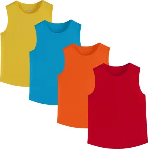 4 Pack Boys/Kids/Teens Quick Dry Tank Tops Mesh Moisture Wicking Athletic Performance Sleeveless Shirts(Age 4-18Y)