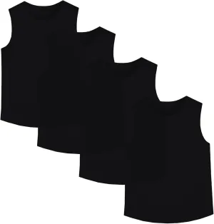 4 Pack Boys/Kids/Teens Quick Dry Tank Tops Mesh Moisture Wicking Athletic Performance Sleeveless Shirts(Age 4-18Y)