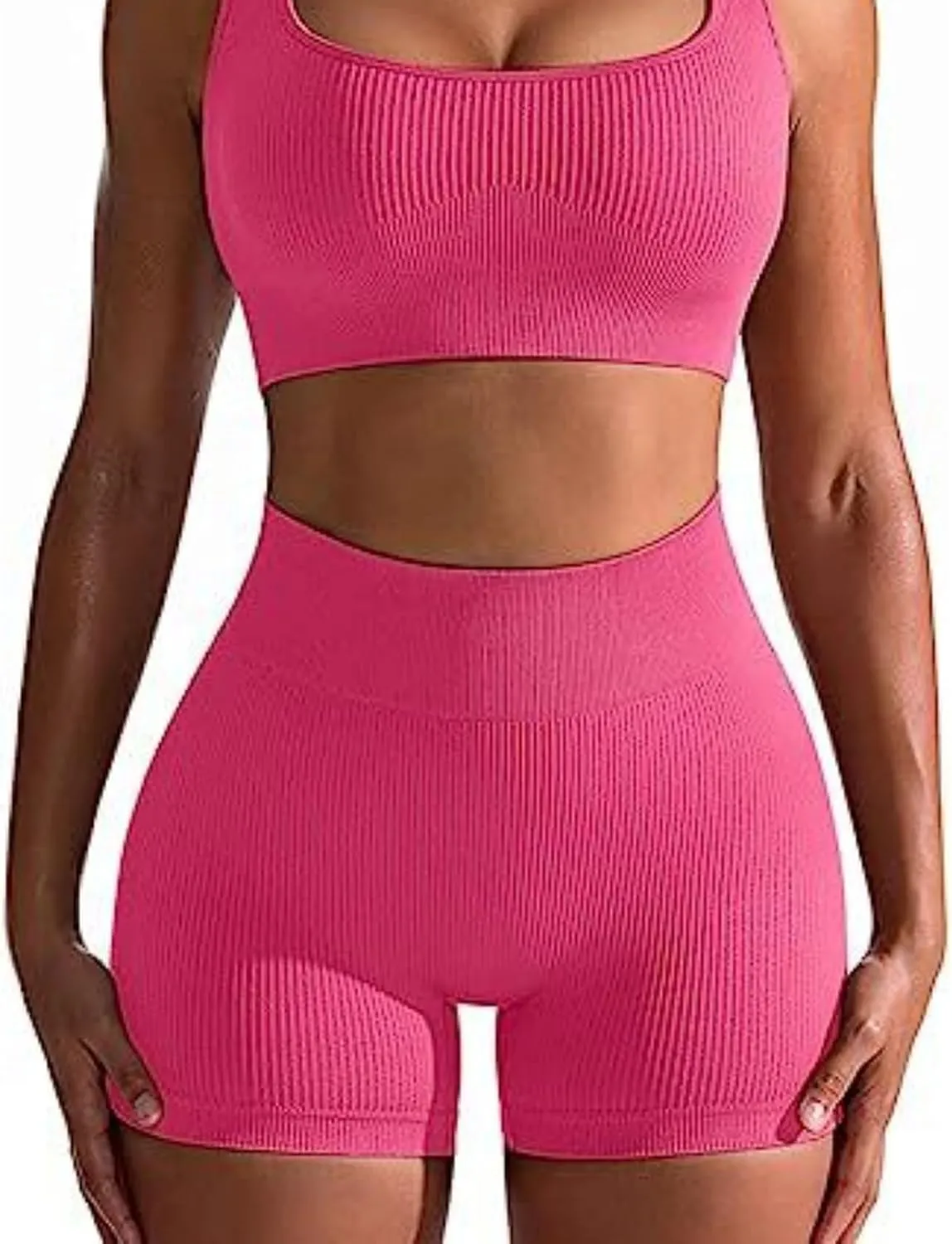 4 Piece Workout Sets For Women Ribbed Leggings Clothes Yoga Sets Active Wear Matching Work Out Sets Gym Pilates Outfits