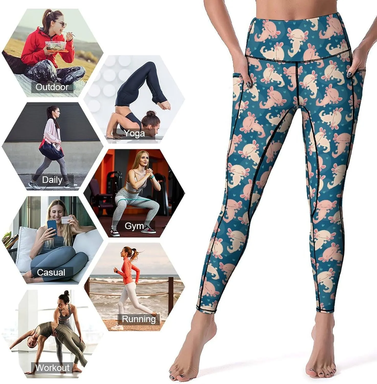 80s 90s Retro Yoga Pants for Women Tummy Control Workout Leggings with Pockets Stretchy High Waist Work Casual Pants
