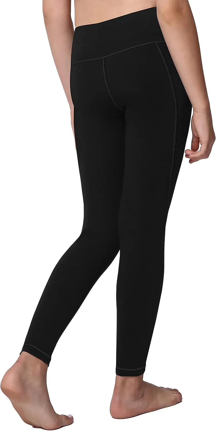 AENLLEY Yoga Active Leggings for Girls with 2 Pockets - Kids Workout Yoga Pants for Athletic (Pack of 2