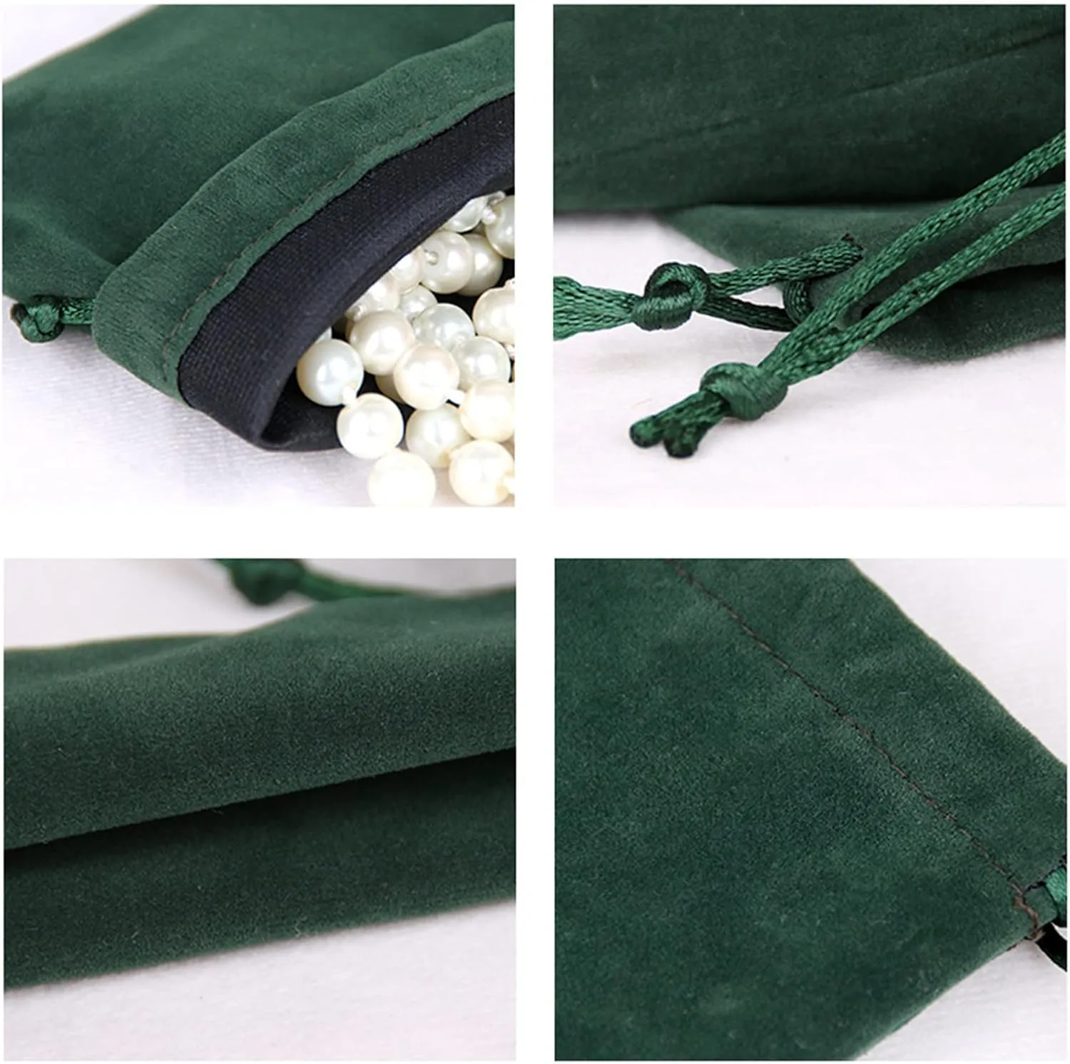 Aestivate 8 Pack Large Velvet Drawstring Pouch, Velvet Bag 810 Inch Storage Bag Cosmetics Pouches Dust Bag 8 Pieces (Green)