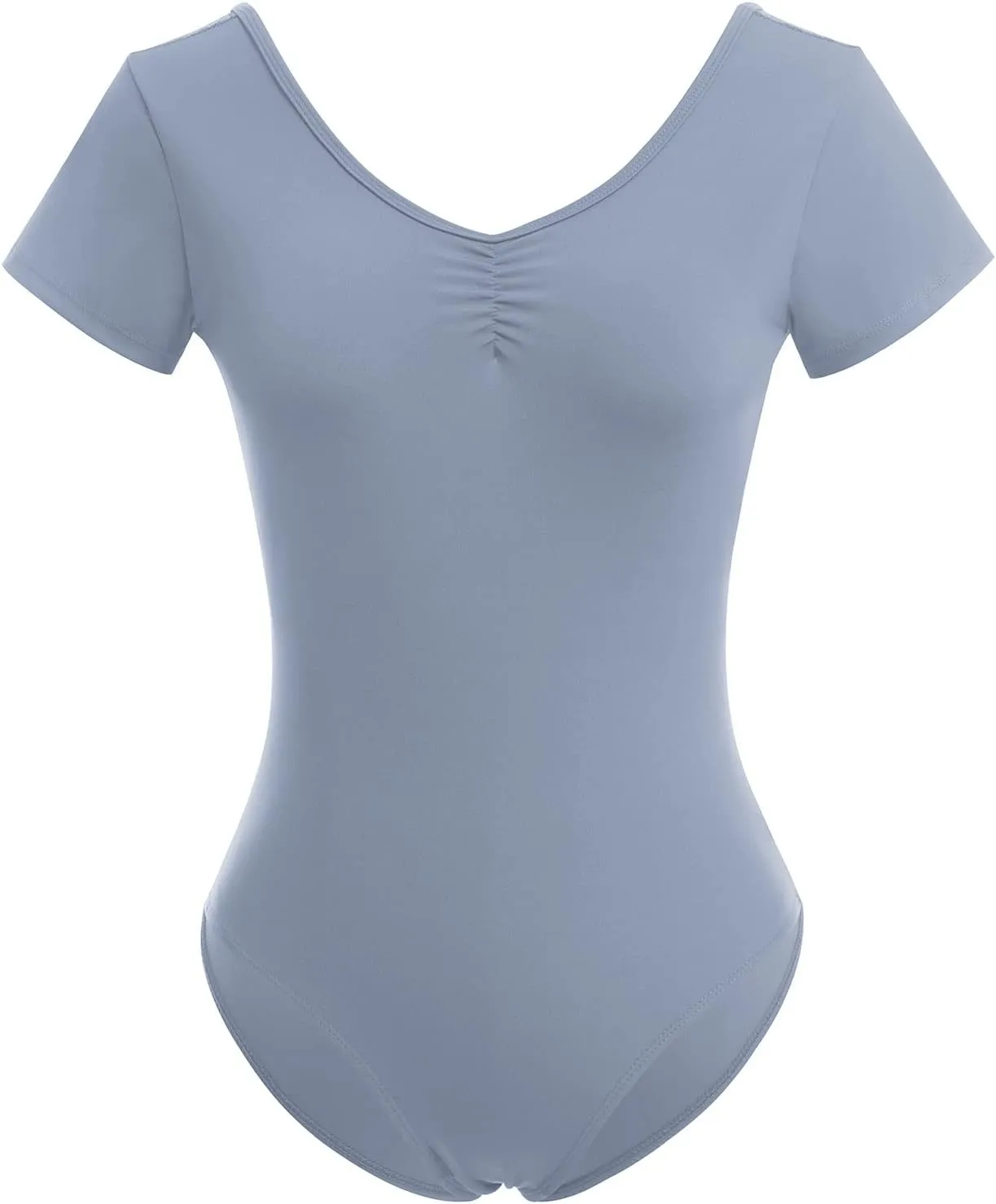 AFAVOM Dance Leotards for Women Short Sleeve Lace Ballet Leotards Mesh Lace Wrap V-backless Bodysuit Gymnastics Leotards Tops
