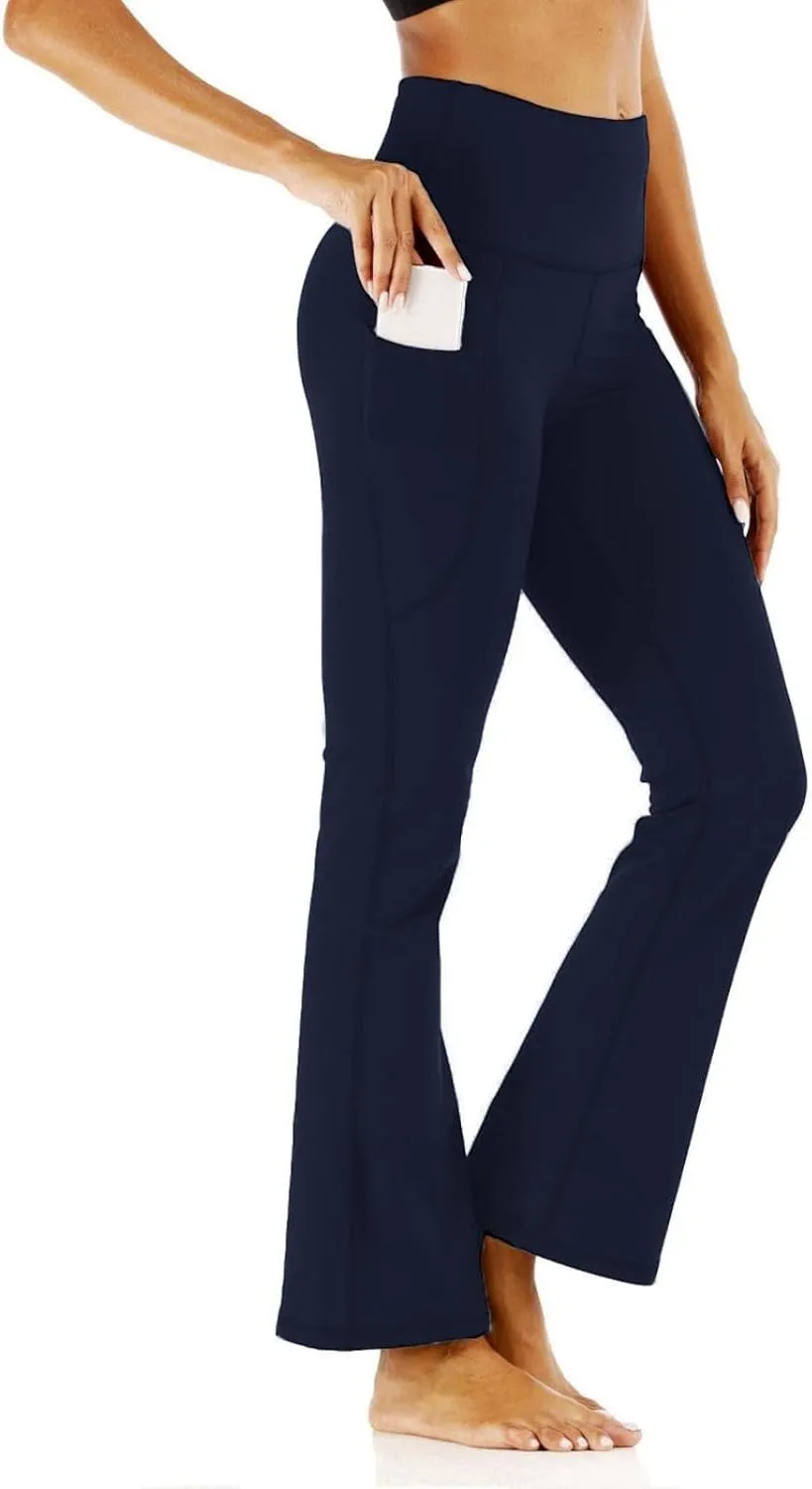 AIFARLD Bootcut Yoga Pants for Women with Pockets Flare Leggings Wide Leg High Waist Workout Tummy Control Gym