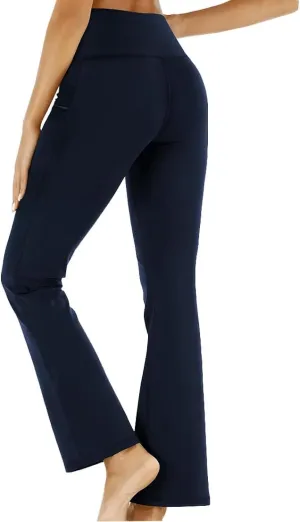AIFARLD Bootcut Yoga Pants for Women with Pockets Flare Leggings Wide Leg High Waist Workout Tummy Control Gym