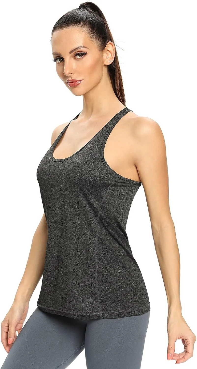 Air Curvey Workout Tank Tops for Women Yoga Racerback Tanks Athletic Quick Dry Activewear 4 Pack
