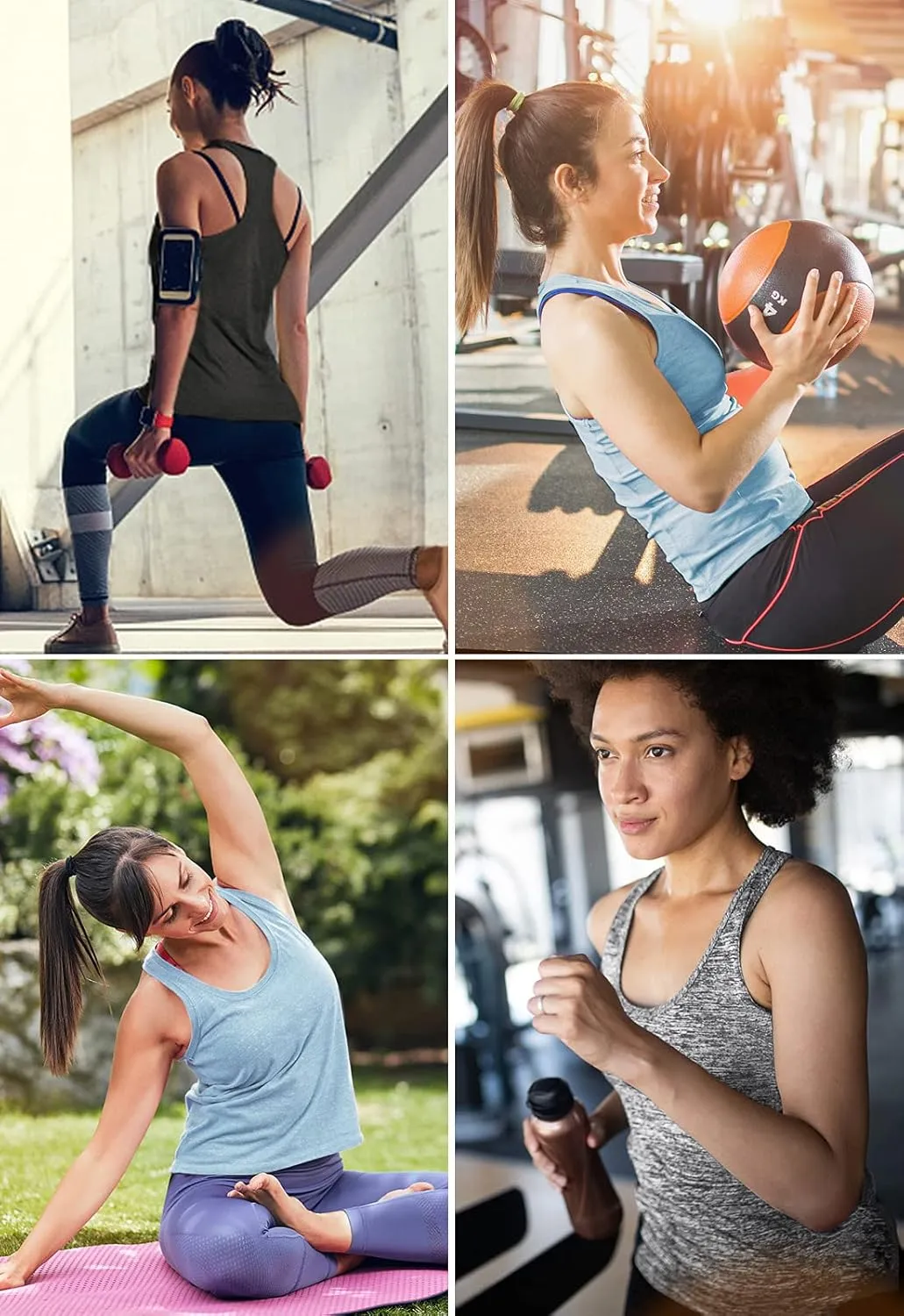 Air Curvey Workout Tank Tops for Women Yoga Racerback Tanks Athletic Quick Dry Activewear 4 Pack