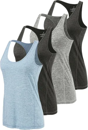 Air Curvey Workout Tank Tops for Women Yoga Racerback Tanks Athletic Quick Dry Activewear 4 Pack