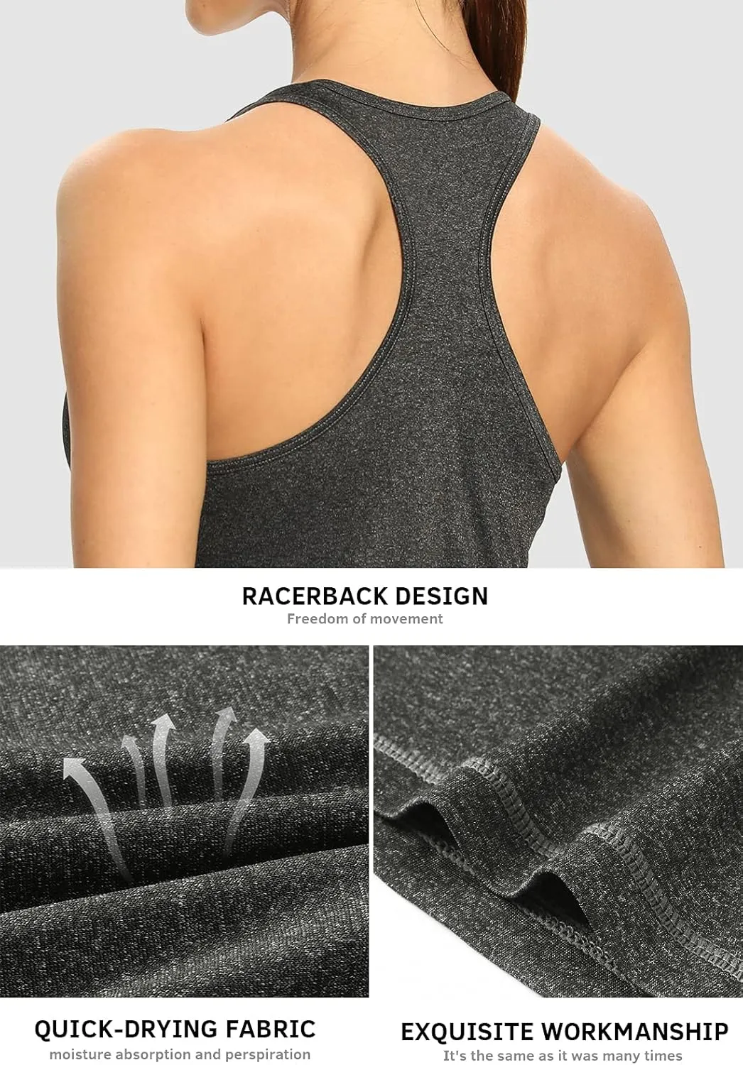Air Curvey Workout Tank Tops for Women Yoga Racerback Tanks Athletic Quick Dry Activewear 4 Pack