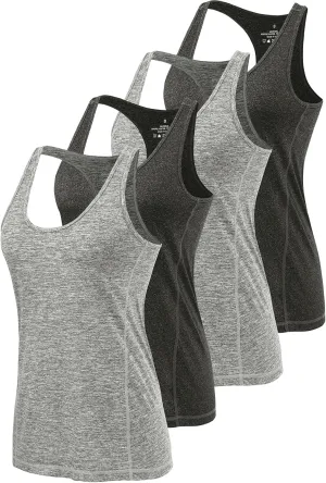 Air Curvey Workout Tank Tops for Women Yoga Racerback Tanks Athletic Quick Dry Activewear 4 Pack