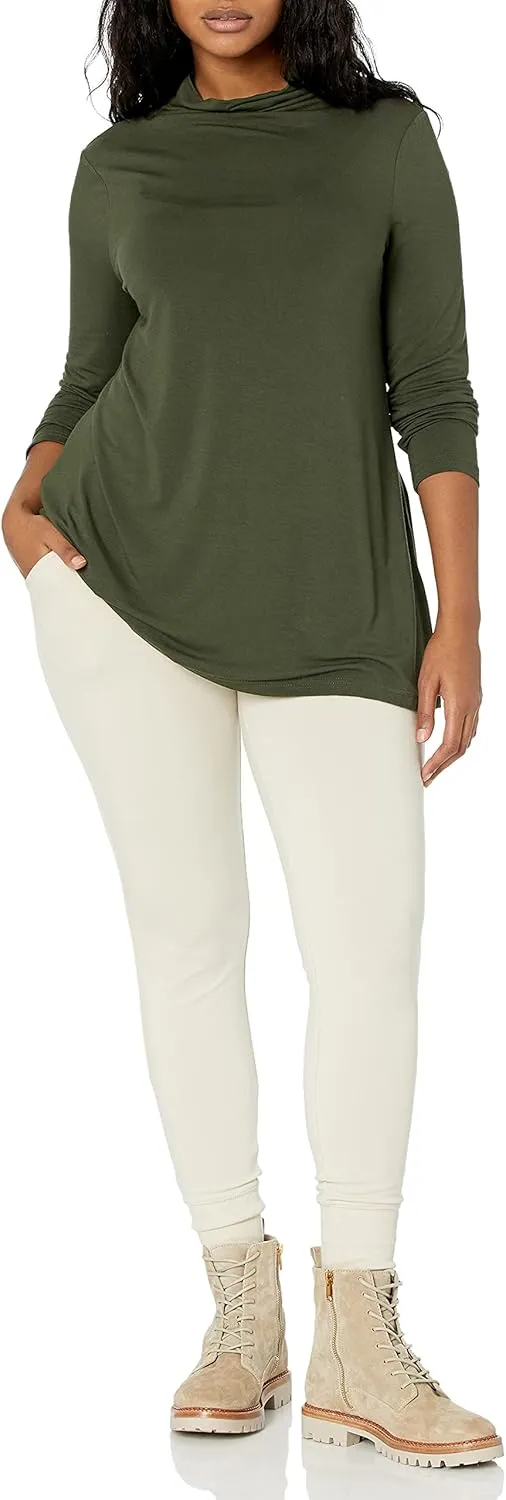 Amazon Essentials Women's Jersey Long-Sleeve Mock Neck Swing Tunic (Previously Daily Ritual)