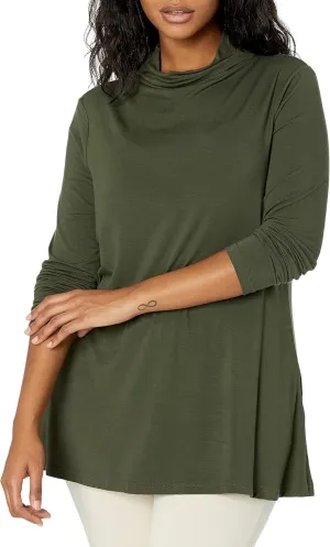 Amazon Essentials Women's Jersey Long-Sleeve Mock Neck Swing Tunic (Previously Daily Ritual)