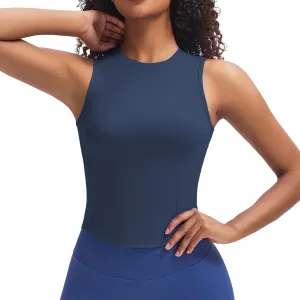 Aoxjox Women's Sleeveless Tank Tops GEO Workout Gym Yoga Curve Longline Crop Top
