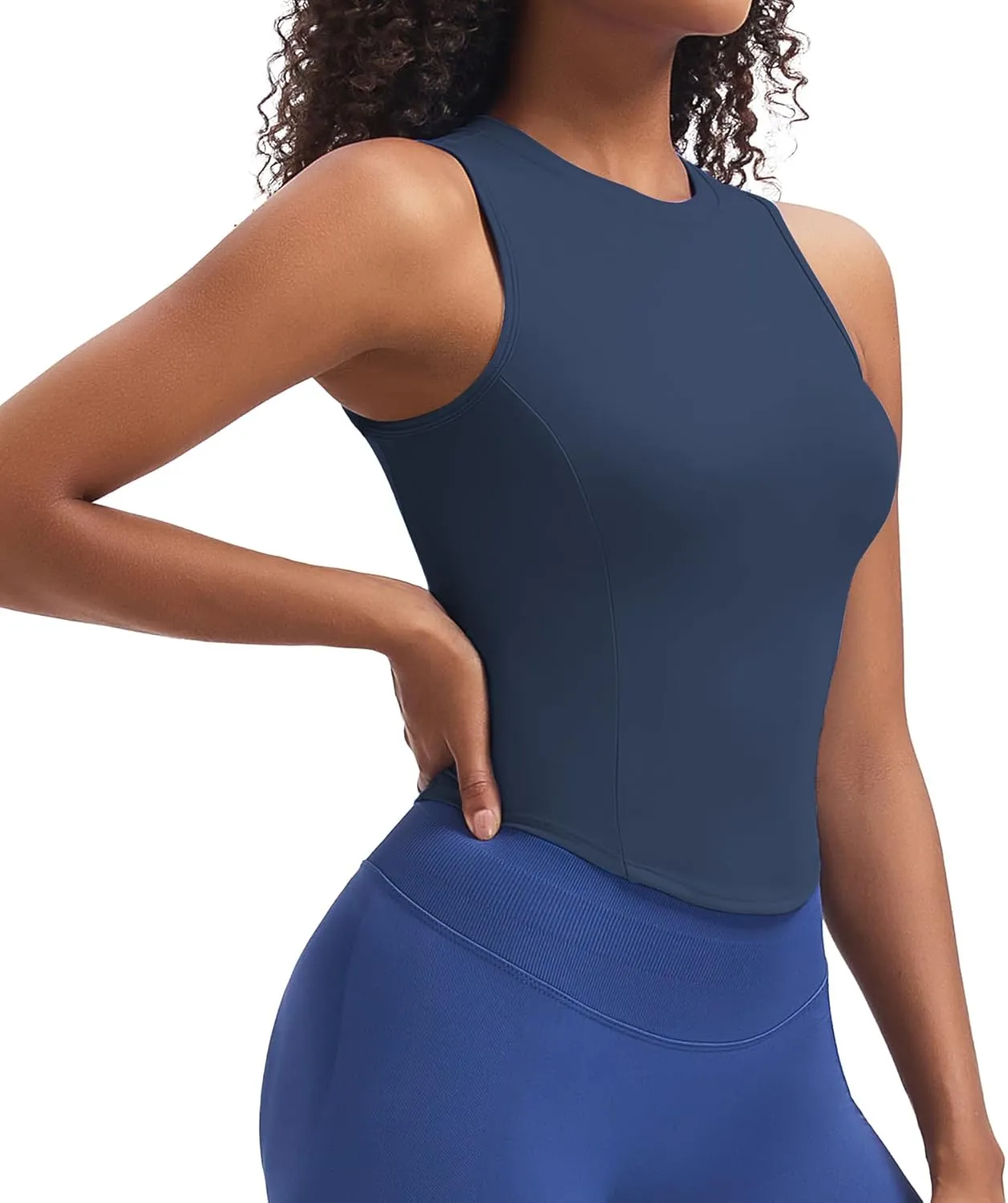 Aoxjox Women's Sleeveless Tank Tops GEO Workout Gym Yoga Curve Longline Crop Top