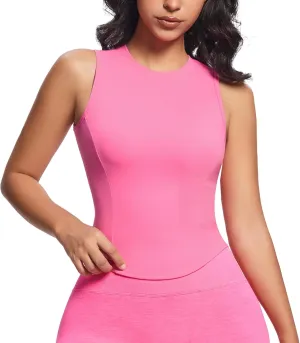 Aoxjox Women's Sleeveless Tank Tops GEO Workout Gym Yoga Curve Longline Crop Top