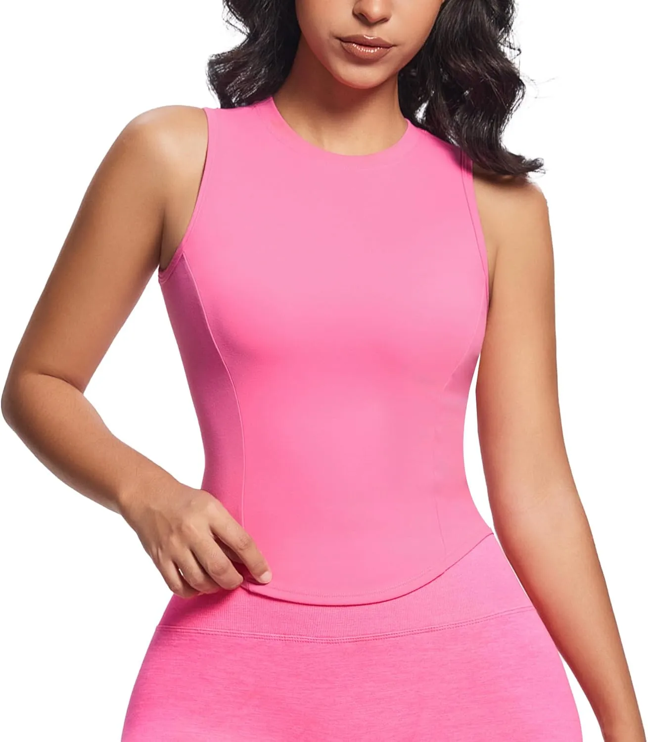 Aoxjox Women's Sleeveless Tank Tops GEO Workout Gym Yoga Curve Longline Crop Top