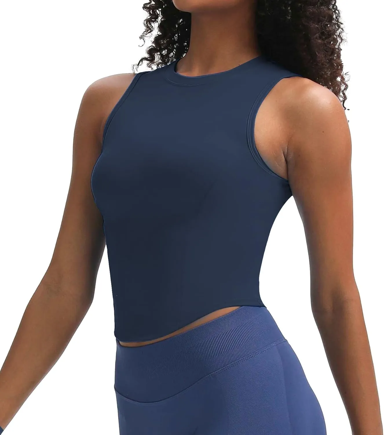 Aoxjox Women's Sleeveless Tank Tops GEO Workout Gym Yoga Curve Longline Crop Top