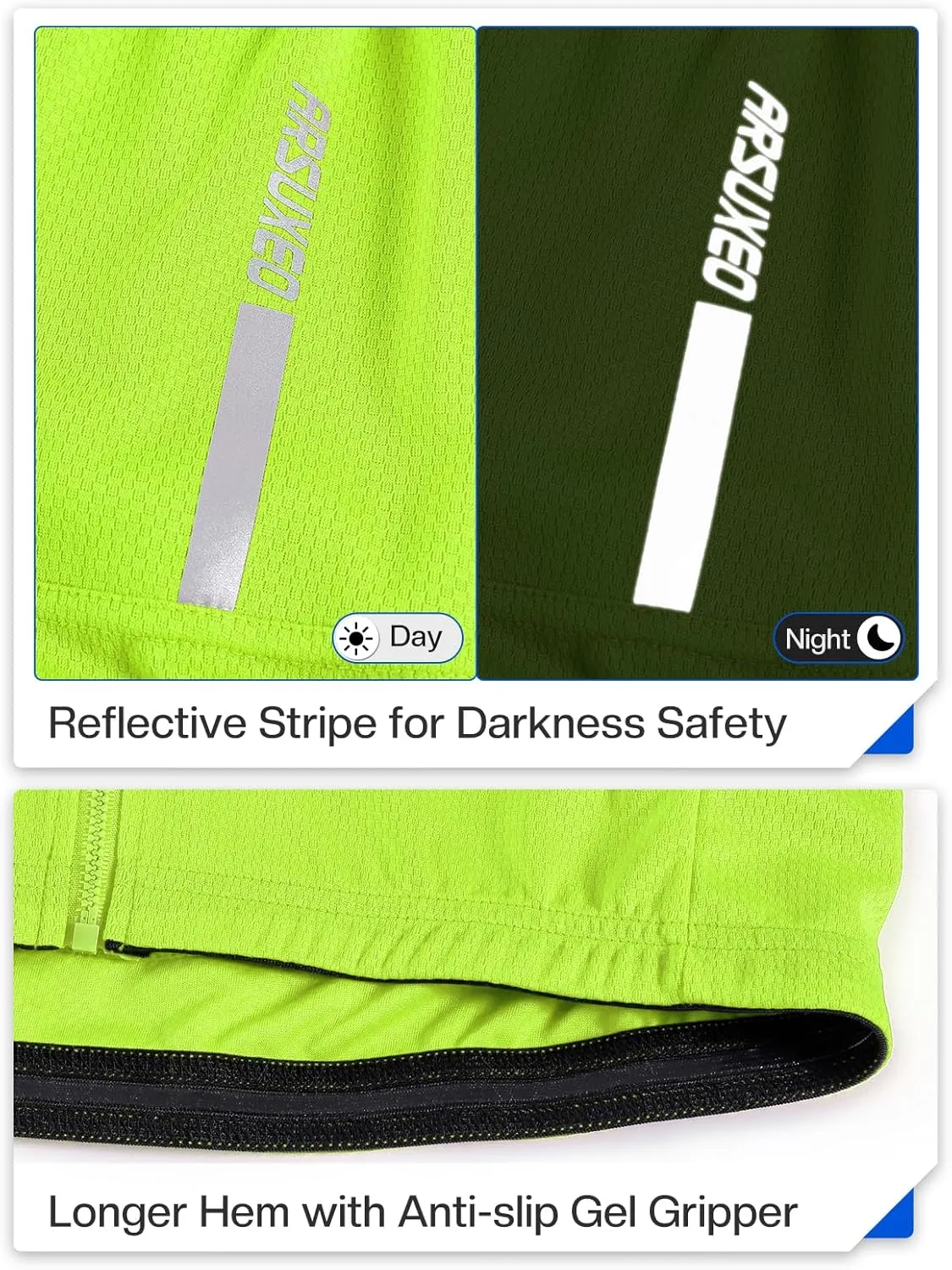 ARSUXEO Men's Cycling Jersey Long Sleeve Slim Fit Bike Jersey Biking Bicycle Cycling Shirt