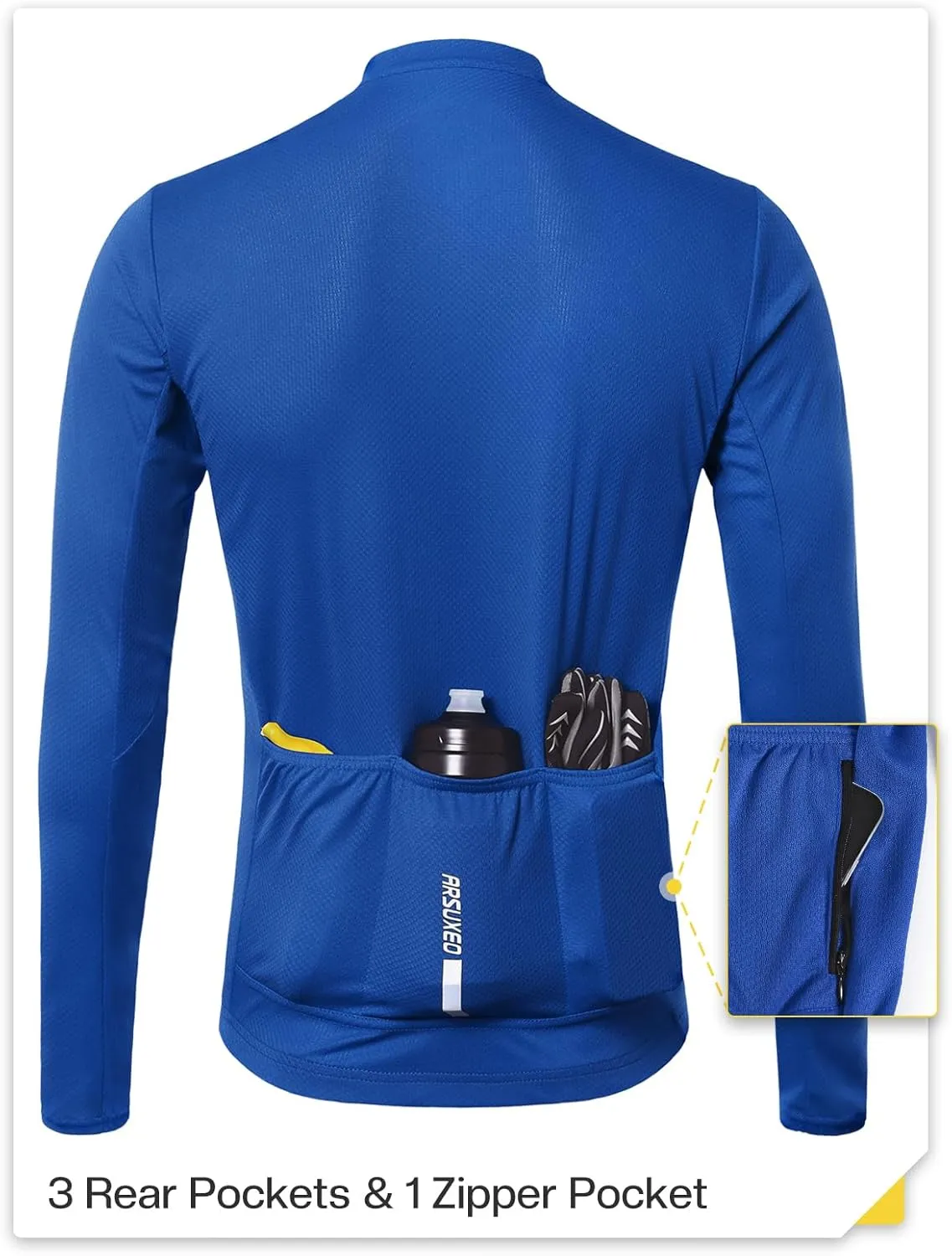 ARSUXEO Men's Cycling Jersey Long Sleeve Slim Fit Bike Jersey Biking Bicycle Cycling Shirt