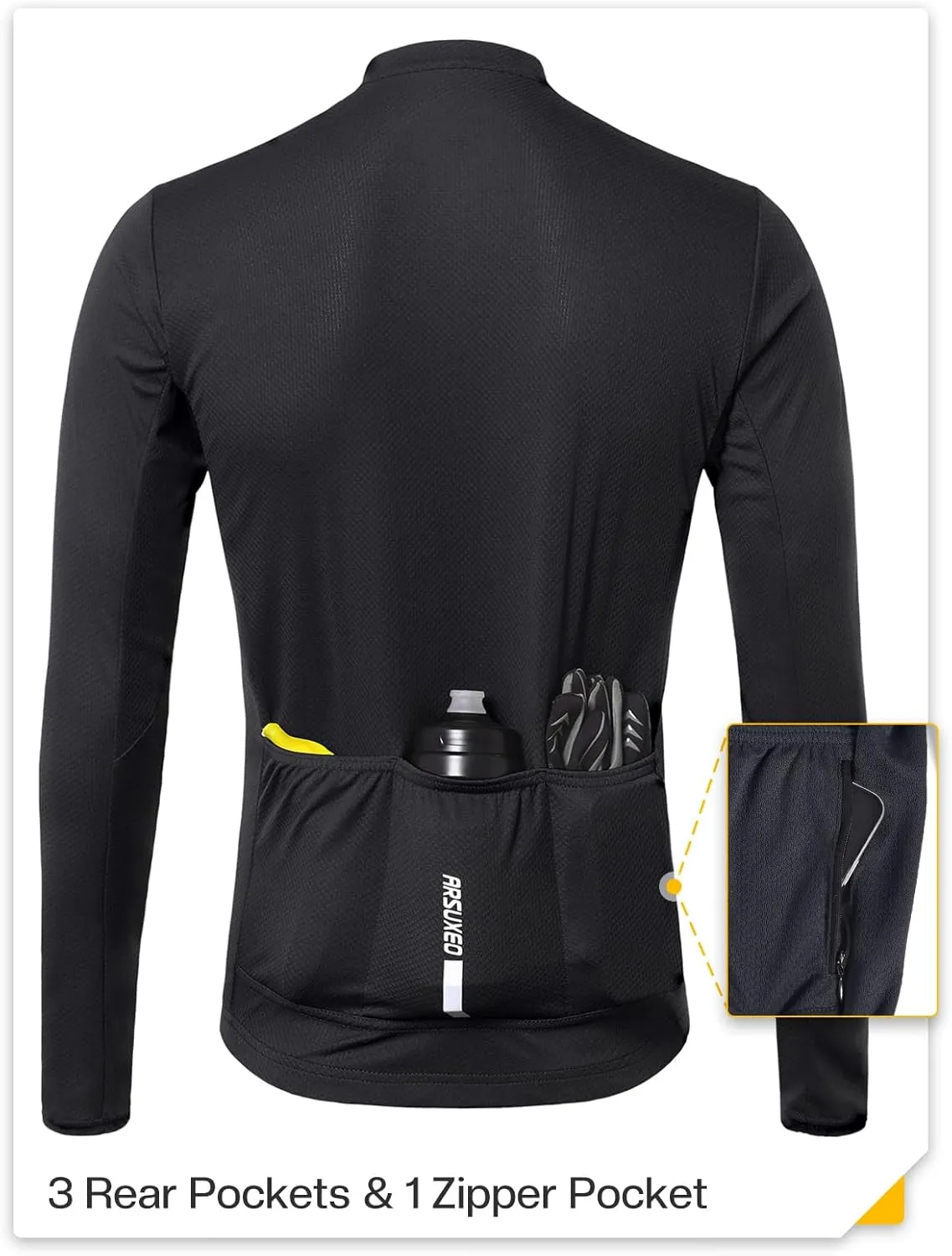 ARSUXEO Men's Cycling Jersey Long Sleeve Slim Fit Bike Jersey Biking Bicycle Cycling Shirt