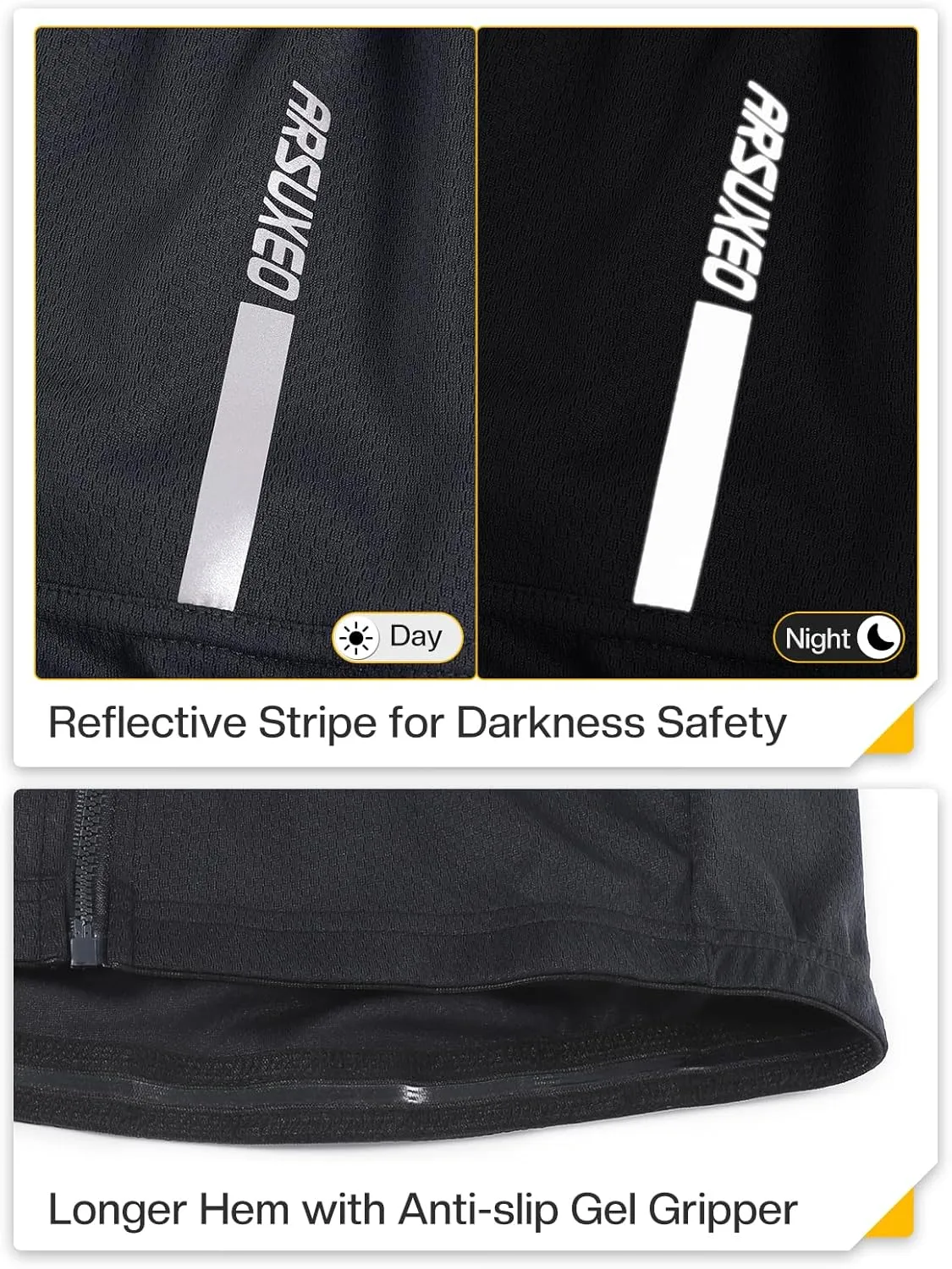 ARSUXEO Men's Cycling Jersey Long Sleeve Slim Fit Bike Jersey Biking Bicycle Cycling Shirt