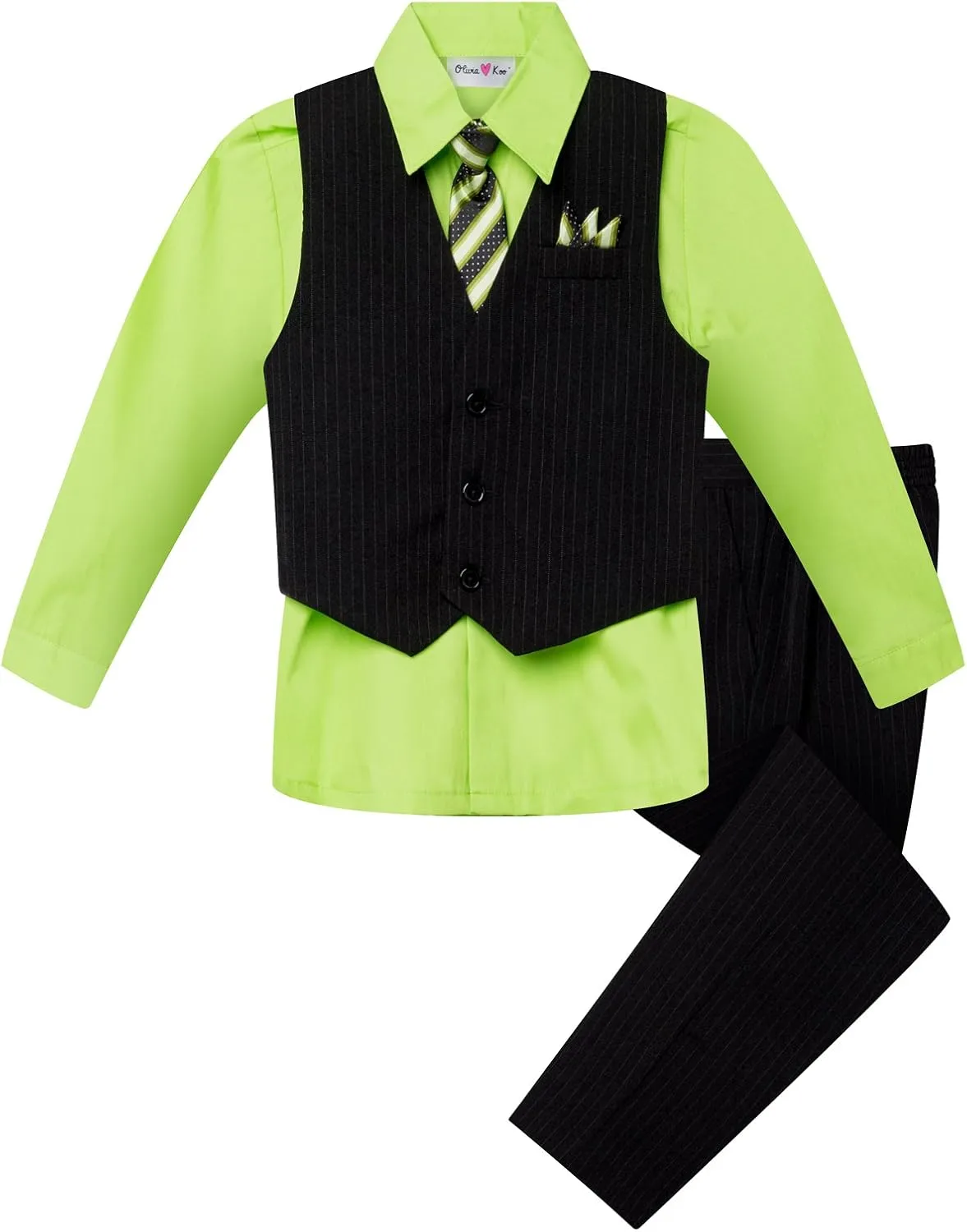 Baby and Big Boy's 4 Piece Pinstripe Vest Suit Set (Size S to 20)