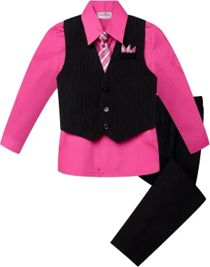 Baby and Big Boy's 4 Piece Pinstripe Vest Suit Set (Size S to 20)