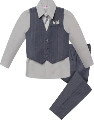 Baby and Big Boy's 4 Piece Pinstripe Vest Suit Set (Size S to 20)