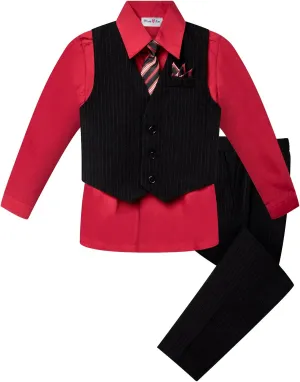 Baby and Big Boy's 4 Piece Pinstripe Vest Suit Set (Size S to 20)