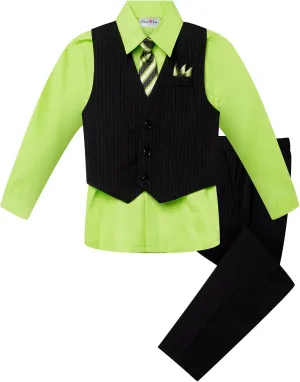 Baby and Big Boy's 4 Piece Pinstripe Vest Suit Set (Size S to 20)