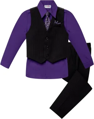 Baby and Big Boy's 4 Piece Pinstripe Vest Suit Set (Size S to 20)