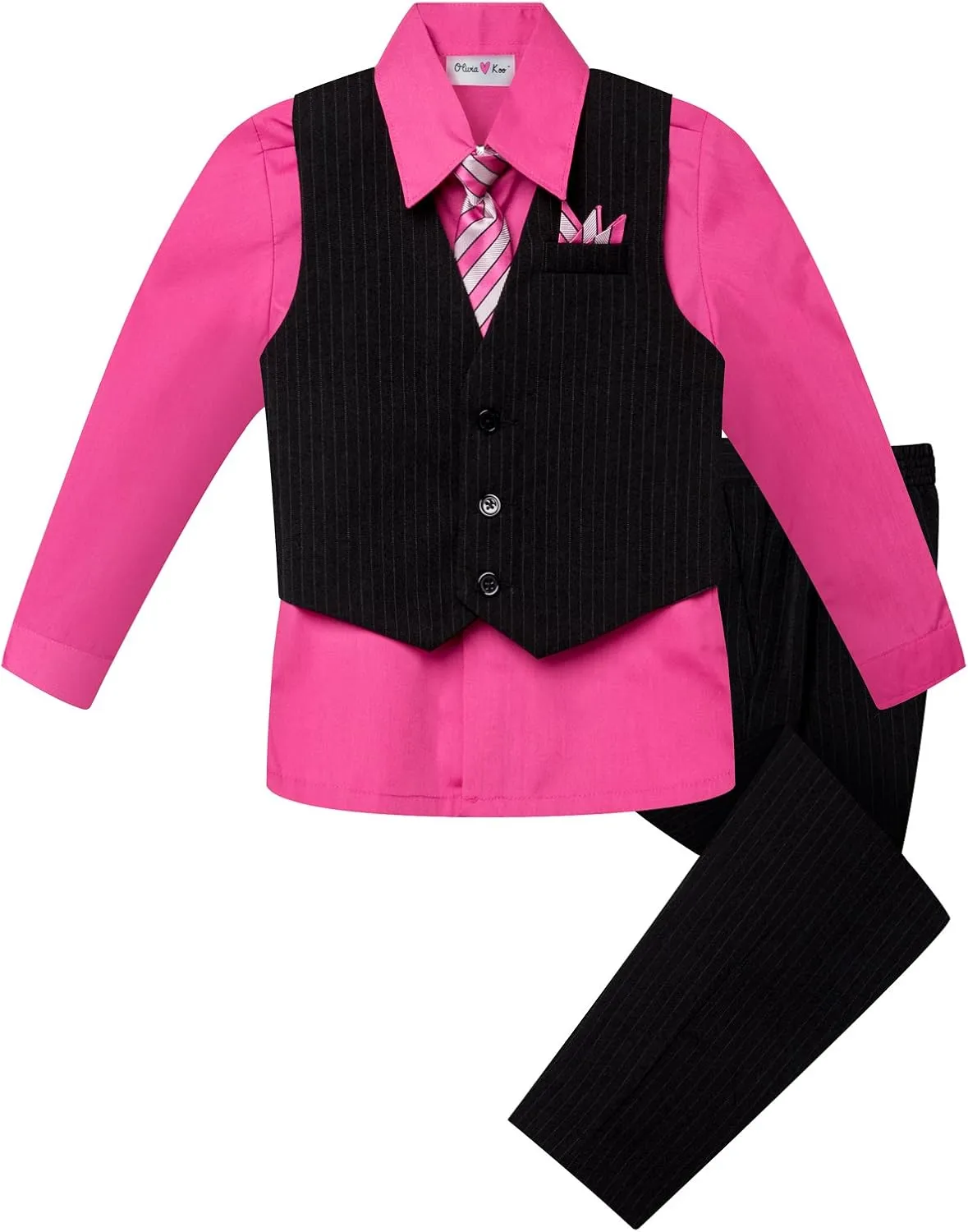 Baby and Big Boy's 4 Piece Pinstripe Vest Suit Set (Size S to 20)