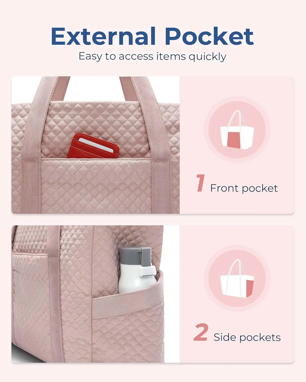 BAGSMART Large Tote Bag For Women, Travel Shoulder Bag Top Handle Handbag with Yoga Mat Buckle for Gym, Work, Travel
