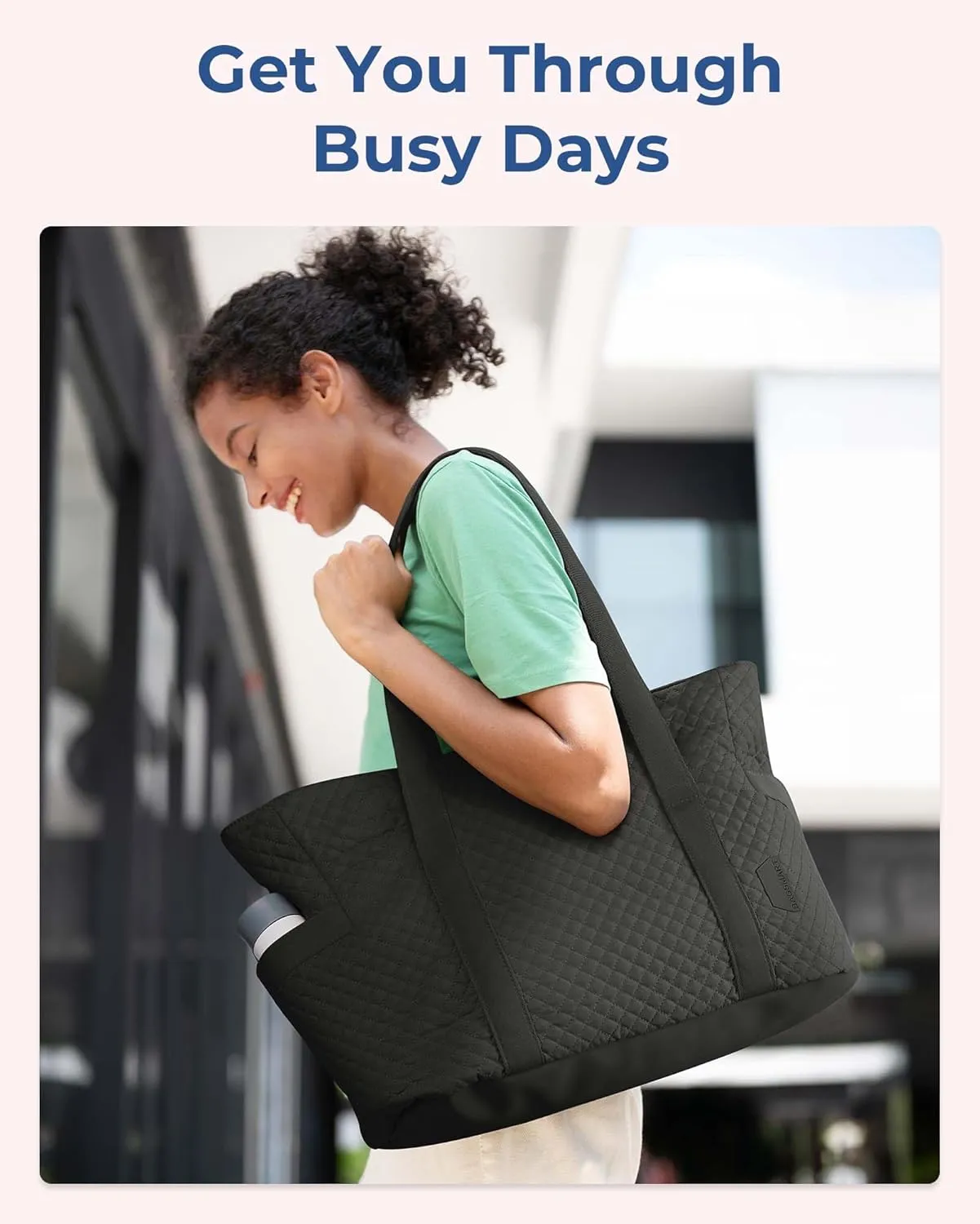 BAGSMART Large Tote Bag For Women, Travel Shoulder Bag Top Handle Handbag with Yoga Mat Buckle for Gym, Work, Travel