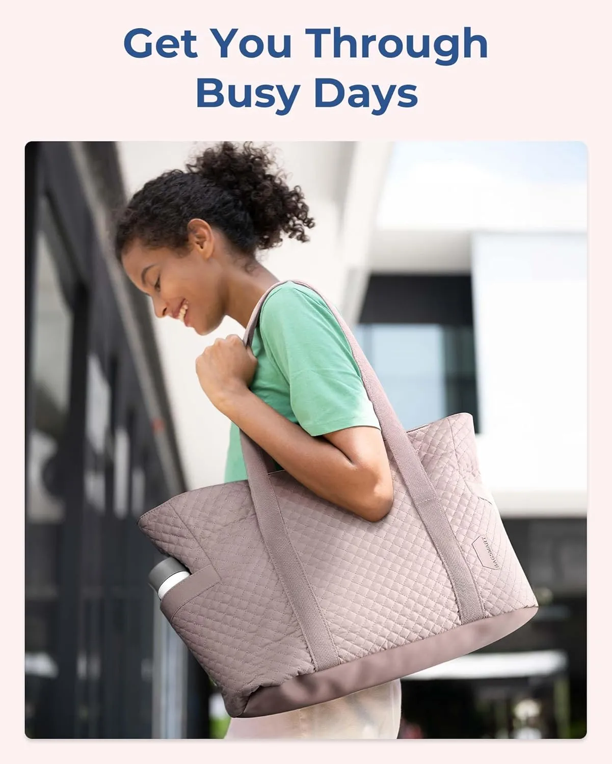 BAGSMART Large Tote Bag For Women, Travel Shoulder Bag Top Handle Handbag with Yoga Mat Buckle for Gym, Work, Travel