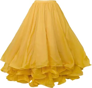 Belly Dance Skirt Halloween Tribal Chiffon Tiered Maxi Full Skirt 37.8 Inch Length